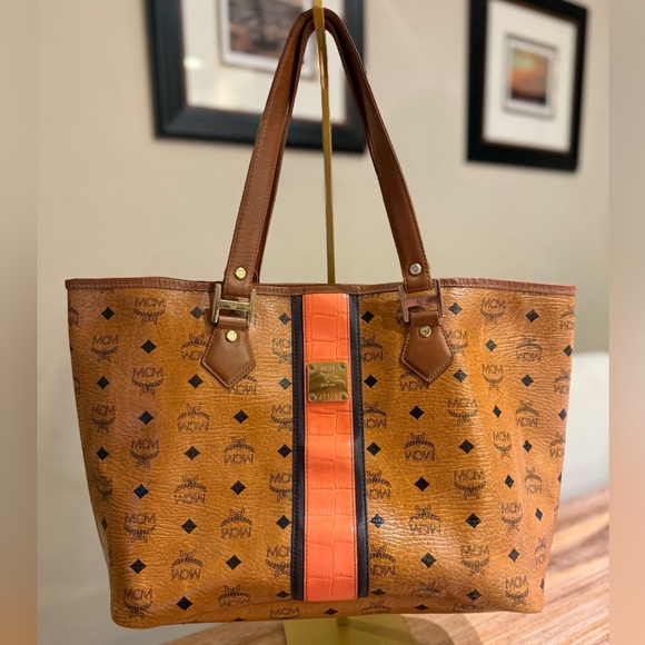MCM Handbags - Authentic MCM Visetos Rudic Shopper Tote Cognac Orange in Great Condition